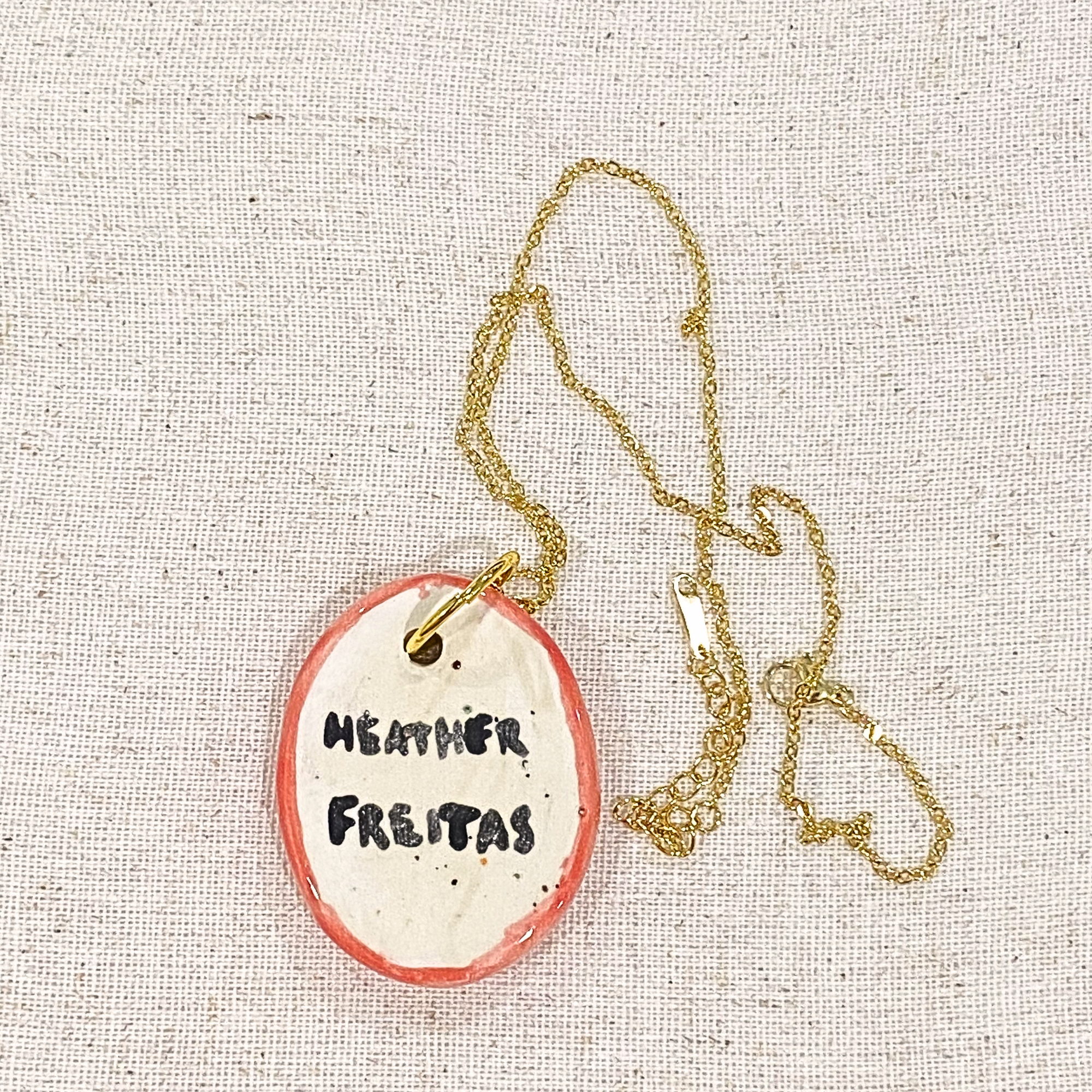 Red Prickly Pear Hand Painted Ceramic Necklace