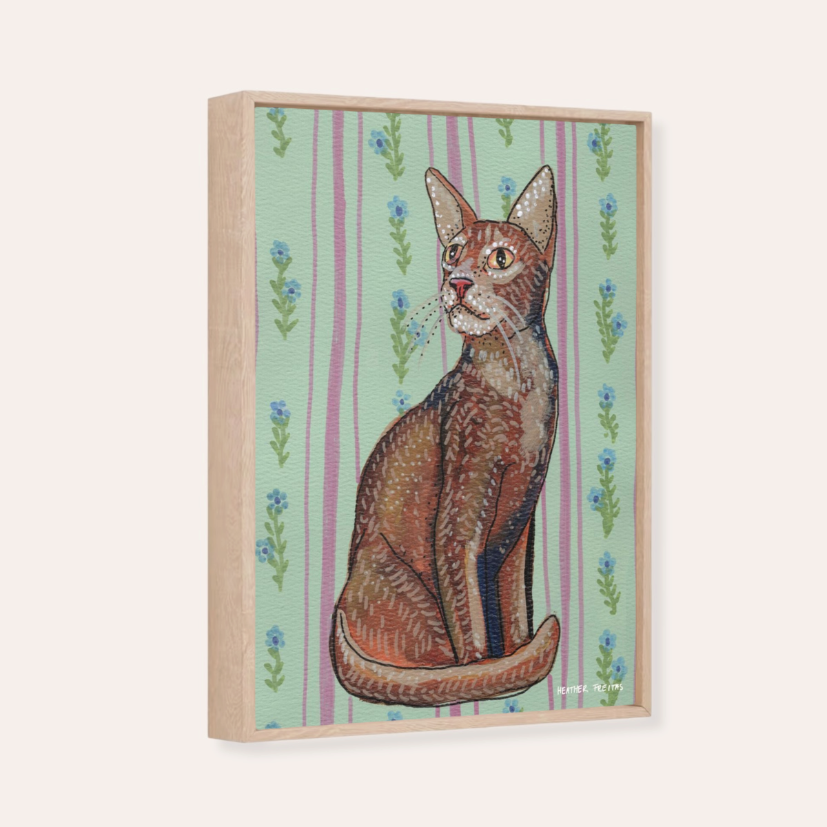 Abyssinian Cat Framed Fine Art Canvas Print