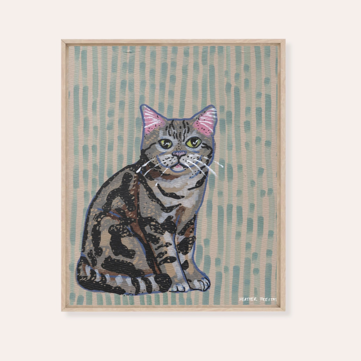 American Shorthair Cat Framed Fine Art Canvas Print
