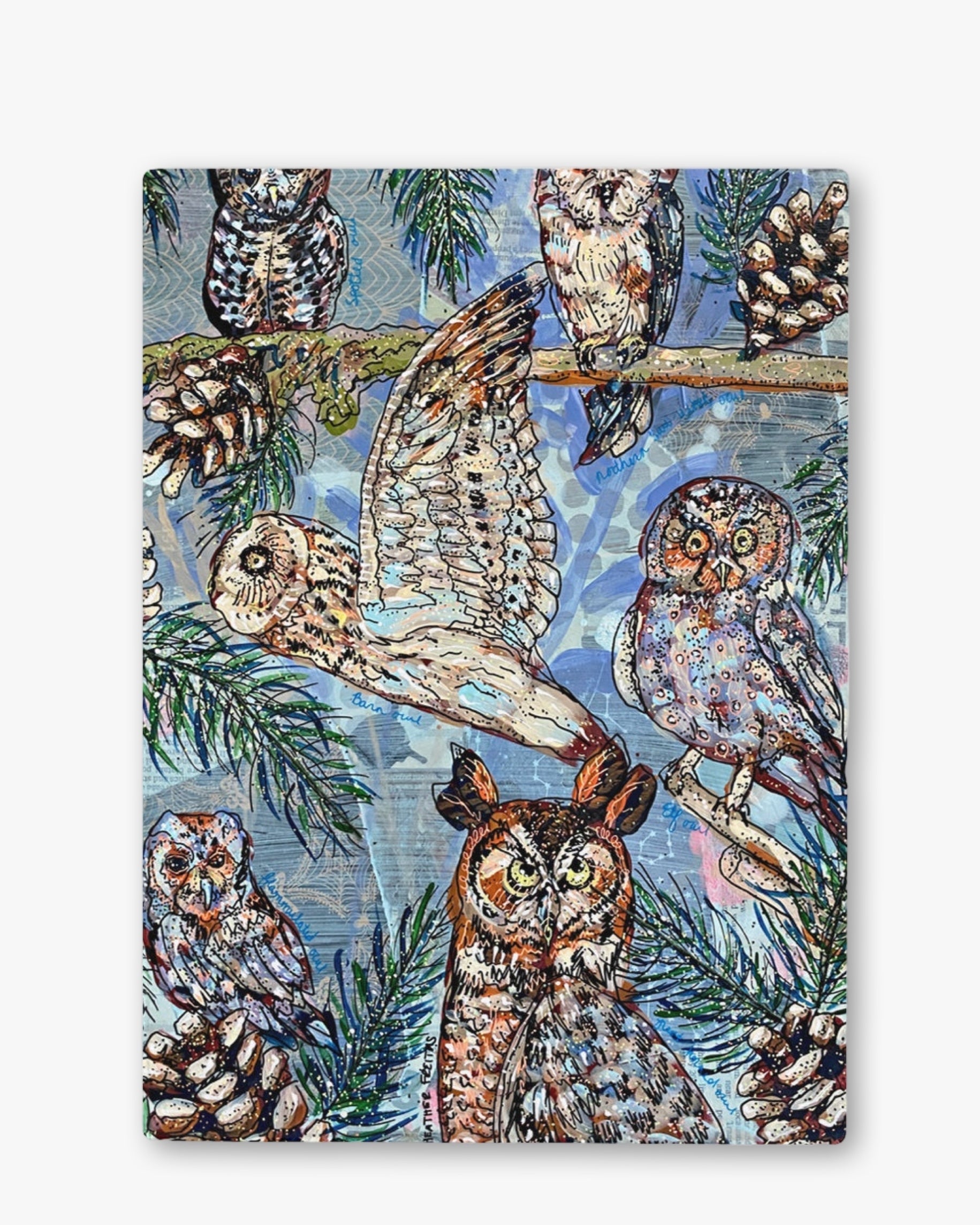 Owls Chinchilla Glass Chopping Board Trivet