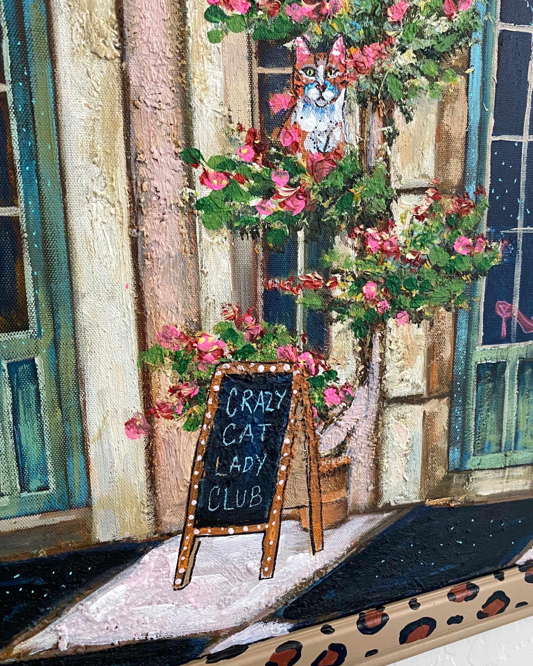 Crazy Cat Lady Club ( Original Painting - Painted Thrifted Painting )