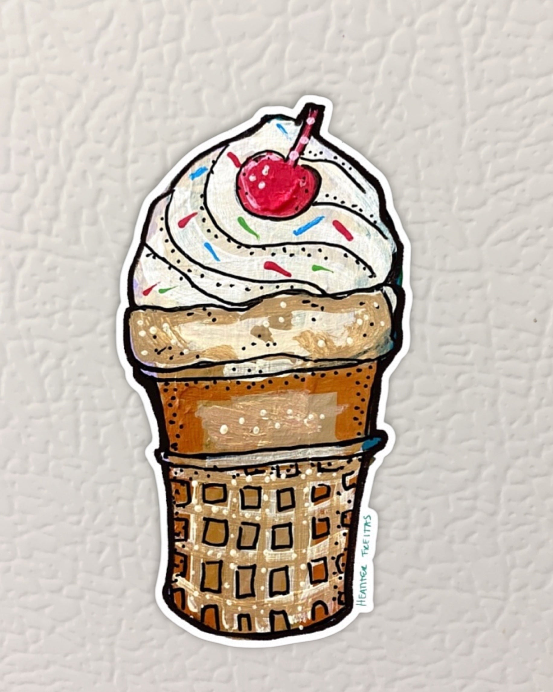 Vanilla Ice Cream Cone Magnet ( Die-Cut )