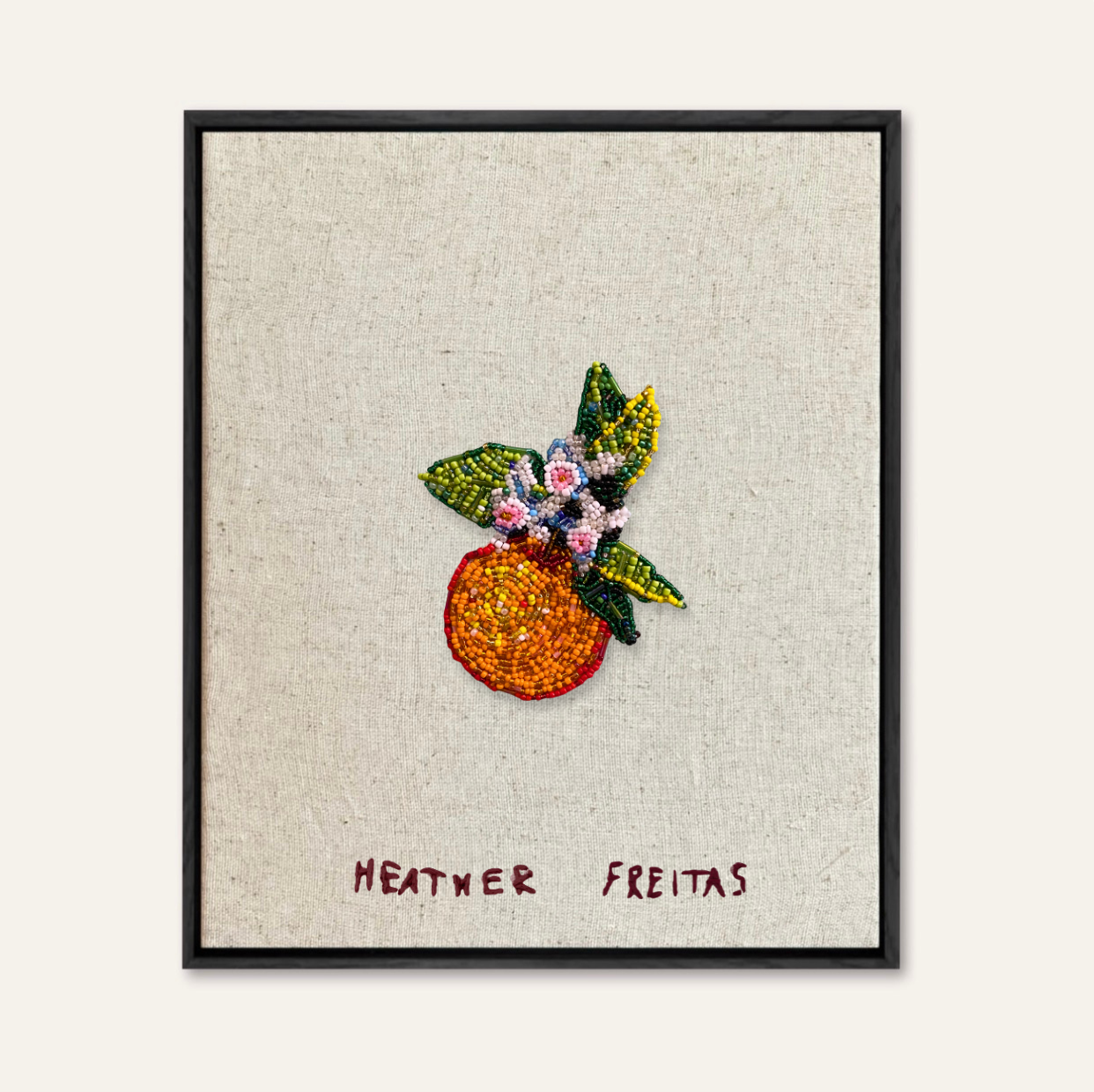 Orange Blossom Beaded Wall Art