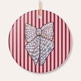 Silver Ribbon Ceramic Ornament