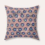 Dusty Pink Evil Eye Velveteen Throw Pillow