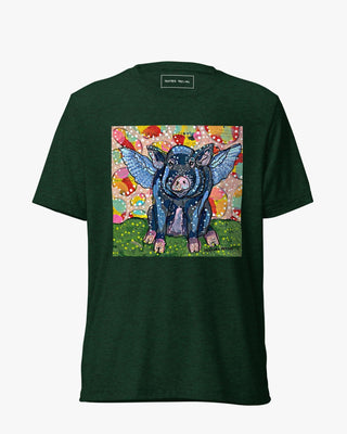 Big Momma Flying Pig Unisex Short Sleeve T-shirt - Heather Freitas - fine art home deccor