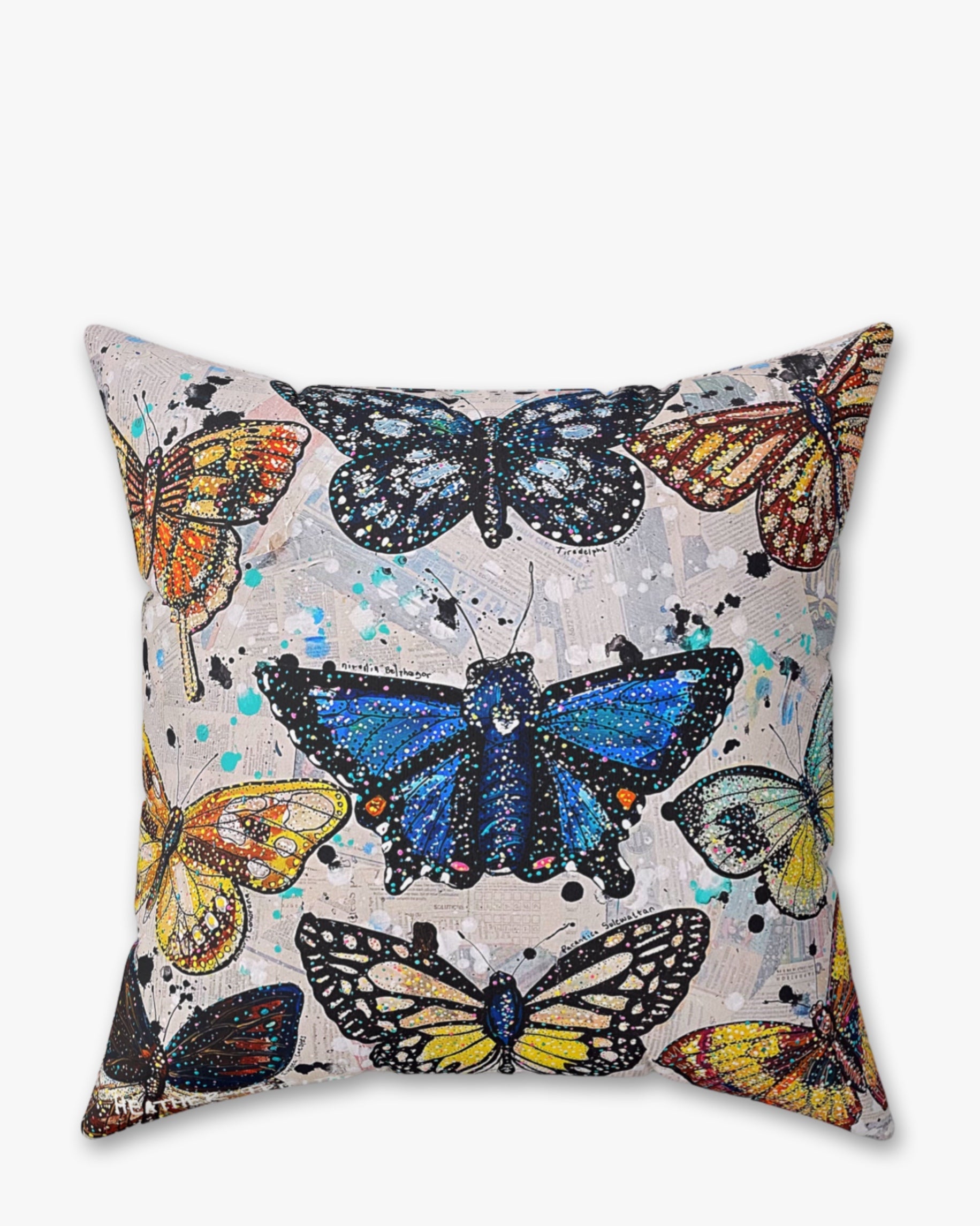 Cascading Butterflies Faux Suede Pillow
