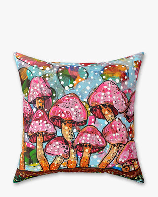 Cotton Candy Mushrooms Faux Suede Pillow