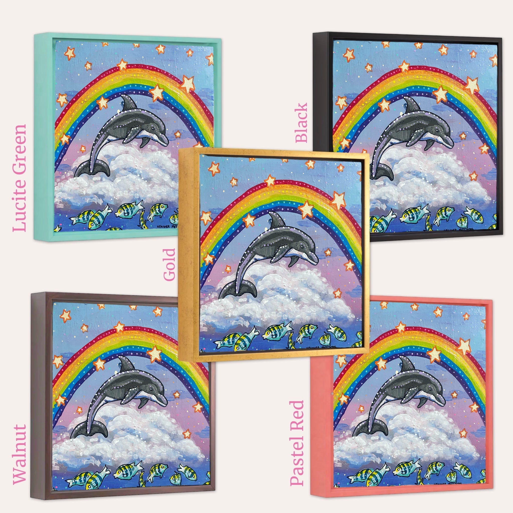 Dancing Dolphin ( original painting / beaded artwork )