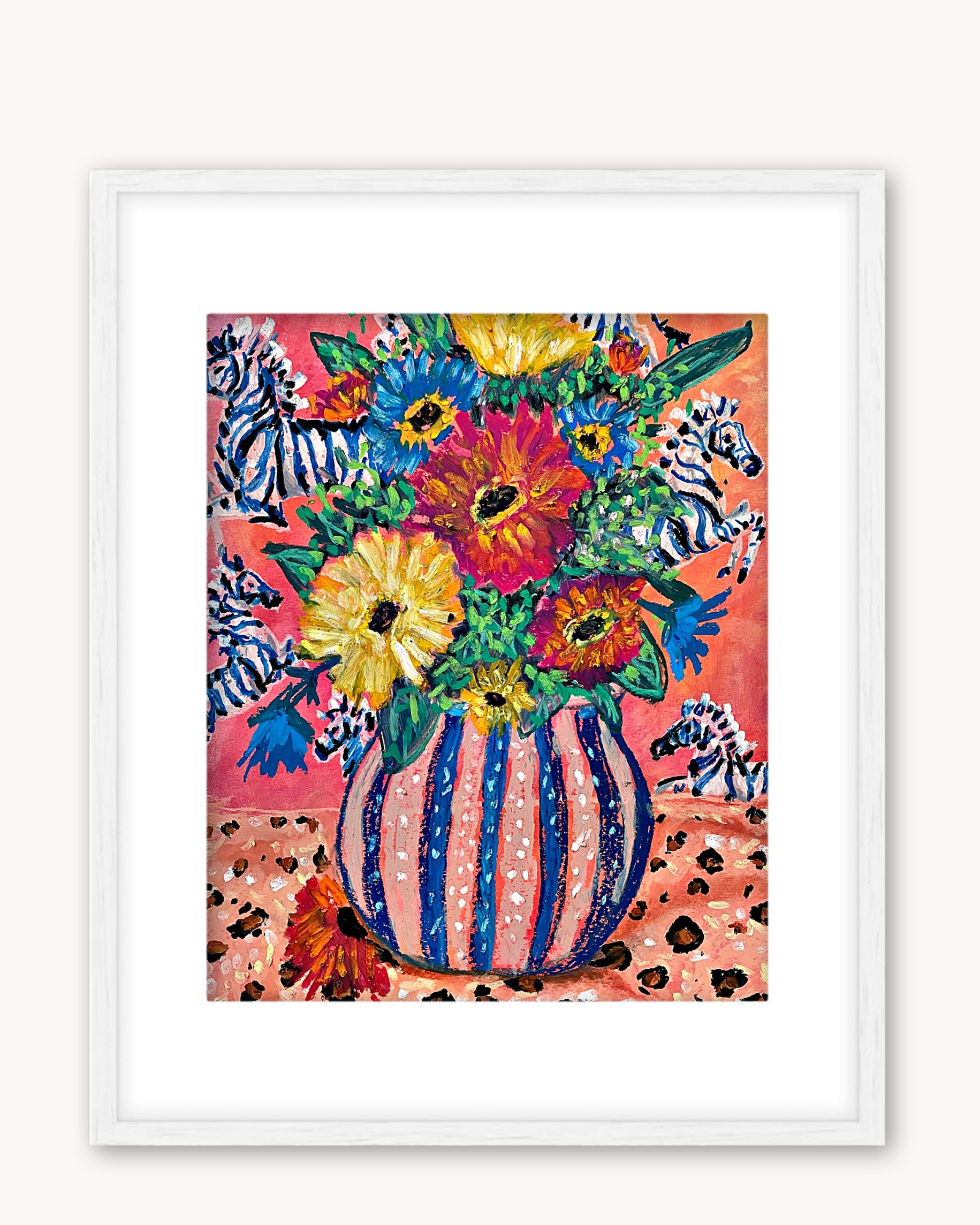 Custom original oil pastel bouquet ( Framed )