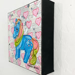 Blue Pony 90’s Toy ( Original Painting ) - Heather Freitas - fine art home deccor