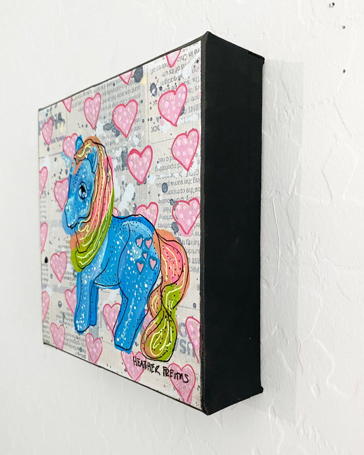 Blue Pony 90’s Toy ( Original Painting ) - Heather Freitas - fine art home deccor