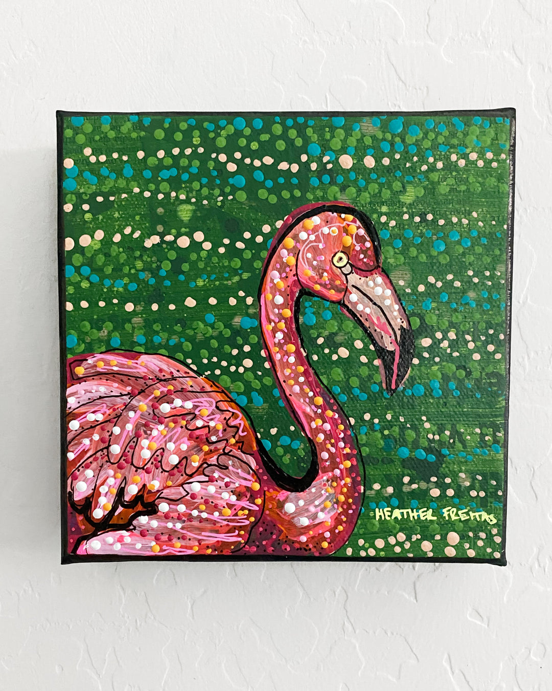 Grass Cloth Flamingo ( Original Painting )