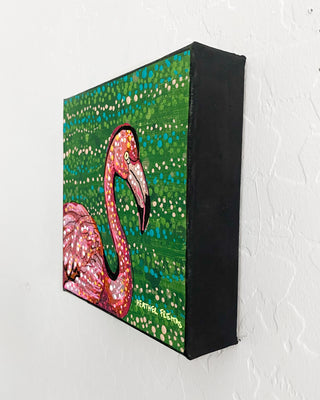 Grass Cloth Flamingo ( Original Painting ) - Heather Freitas - fine art home deccor