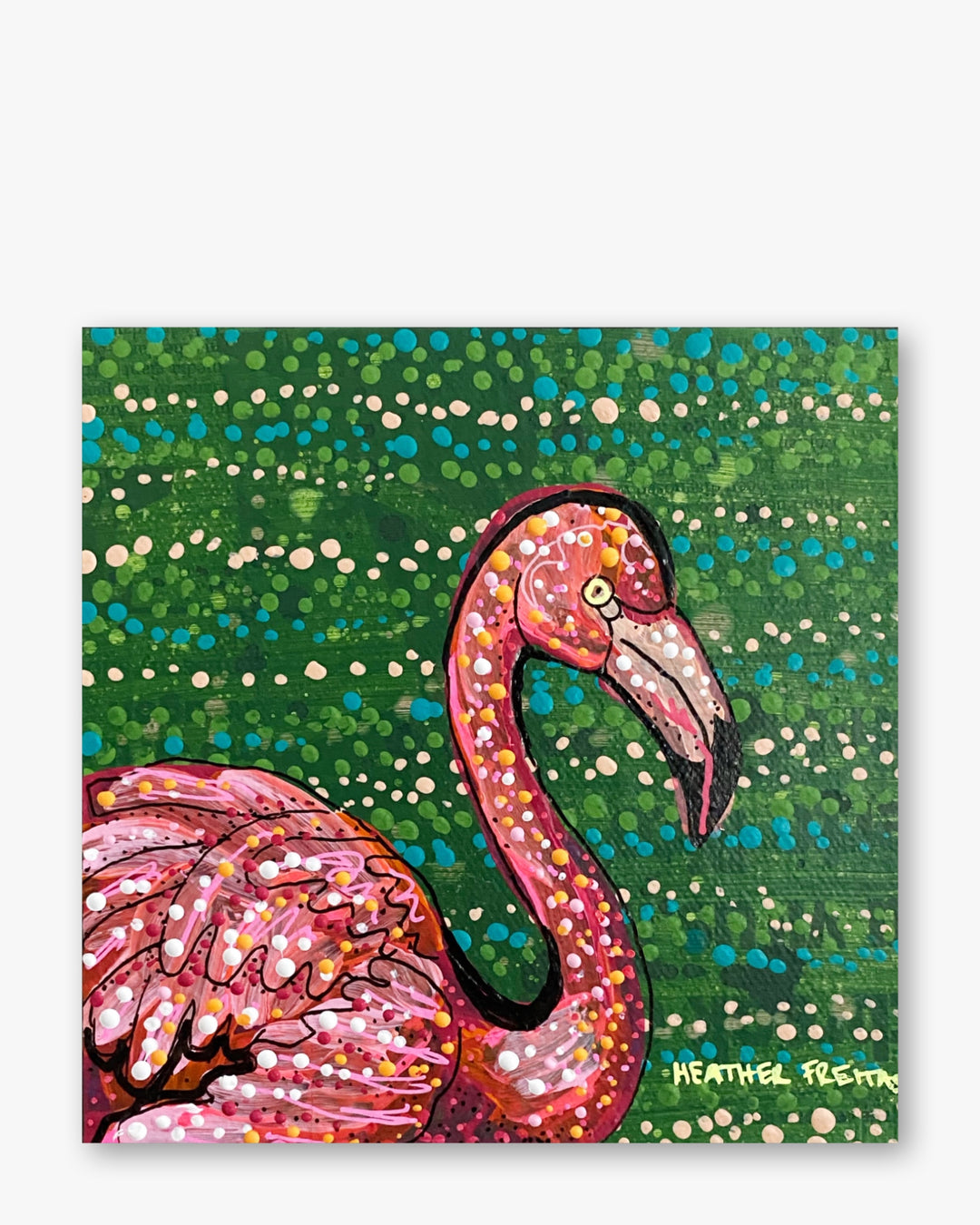 Grass Cloth Flamingo ( Original Painting ) - Heather Freitas - fine art home deccor
