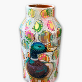 Ugly Duckling & Mallard Hand Painted Vase
