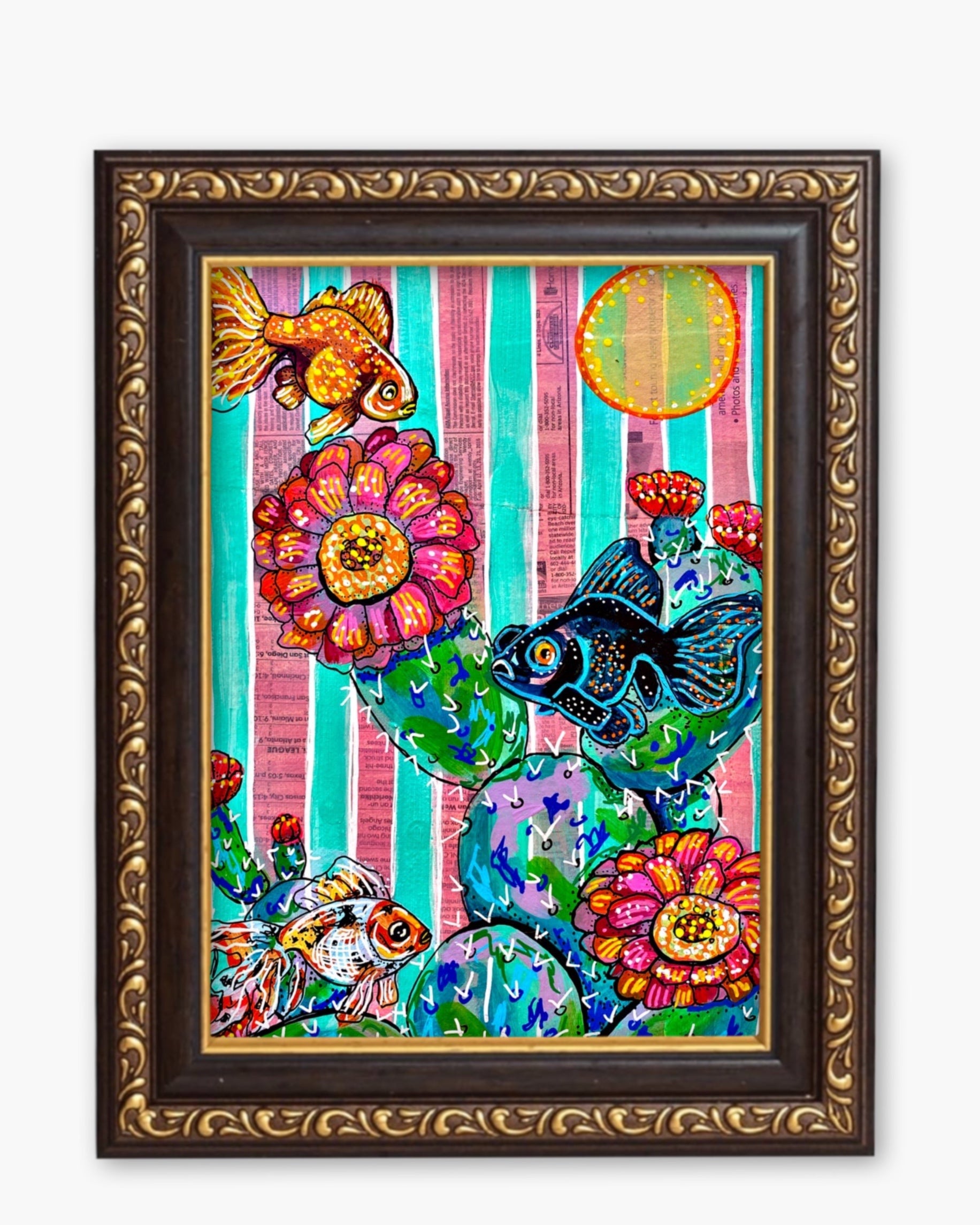 Cactus Goldfish Fine Art Magnet ( Large )