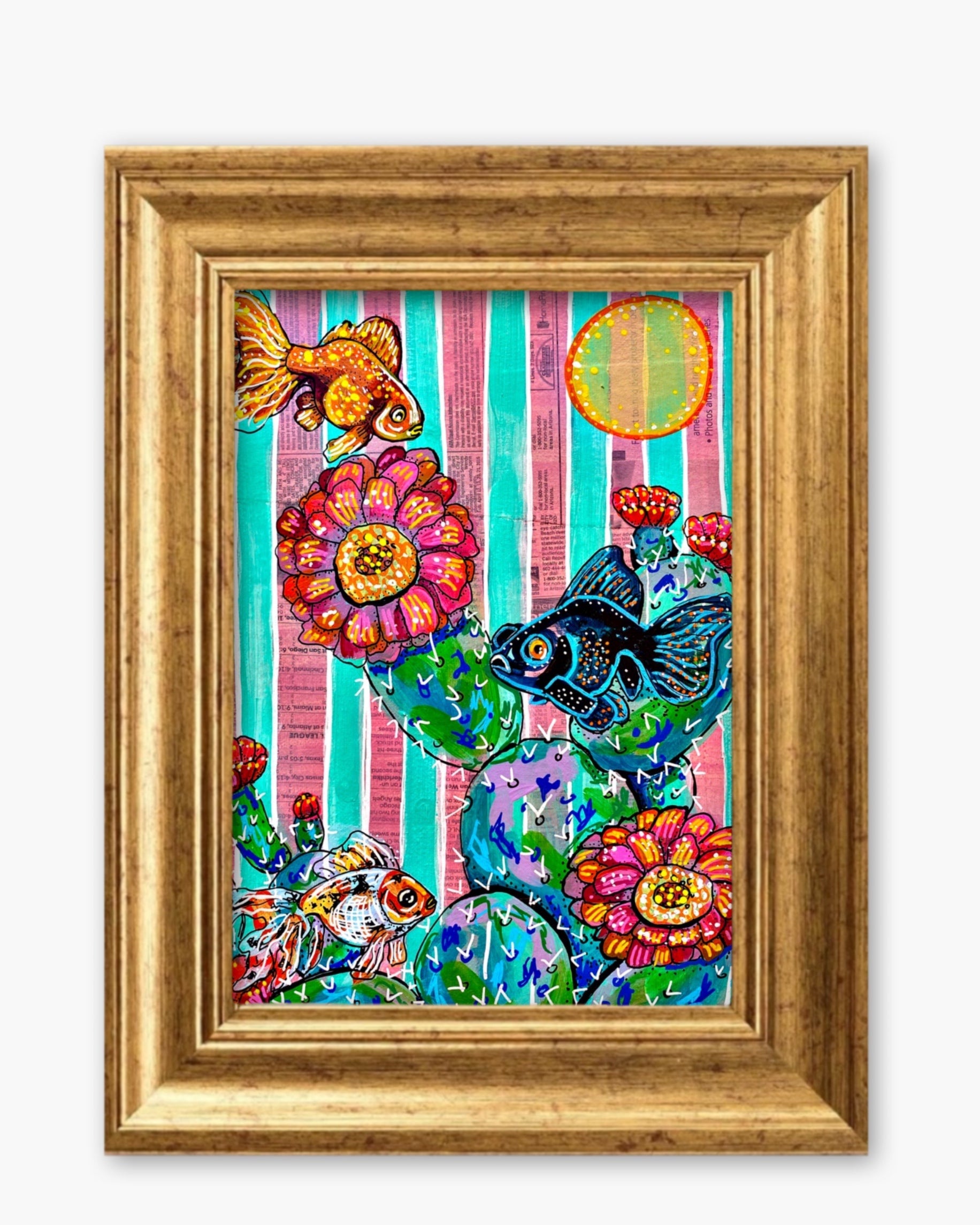 Cactus Goldfish Fine Art Magnet ( Large )