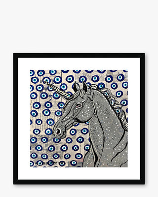 Evil Eye Stone Unicorn Framed & Mounted Print