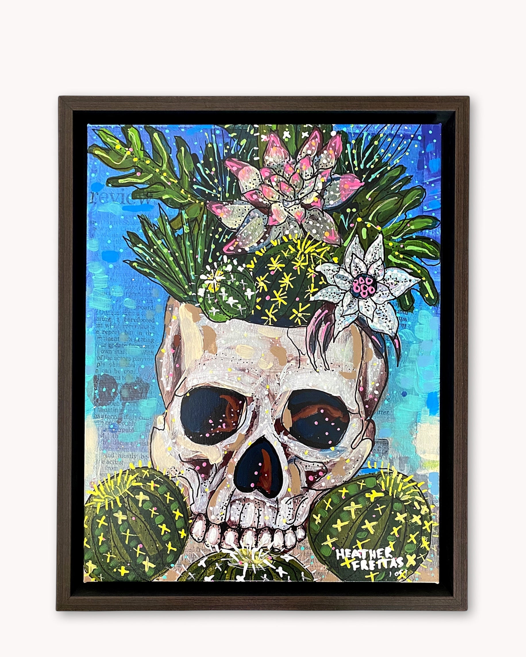 Desert Bloom Framed Embellished Print 18x24 inches