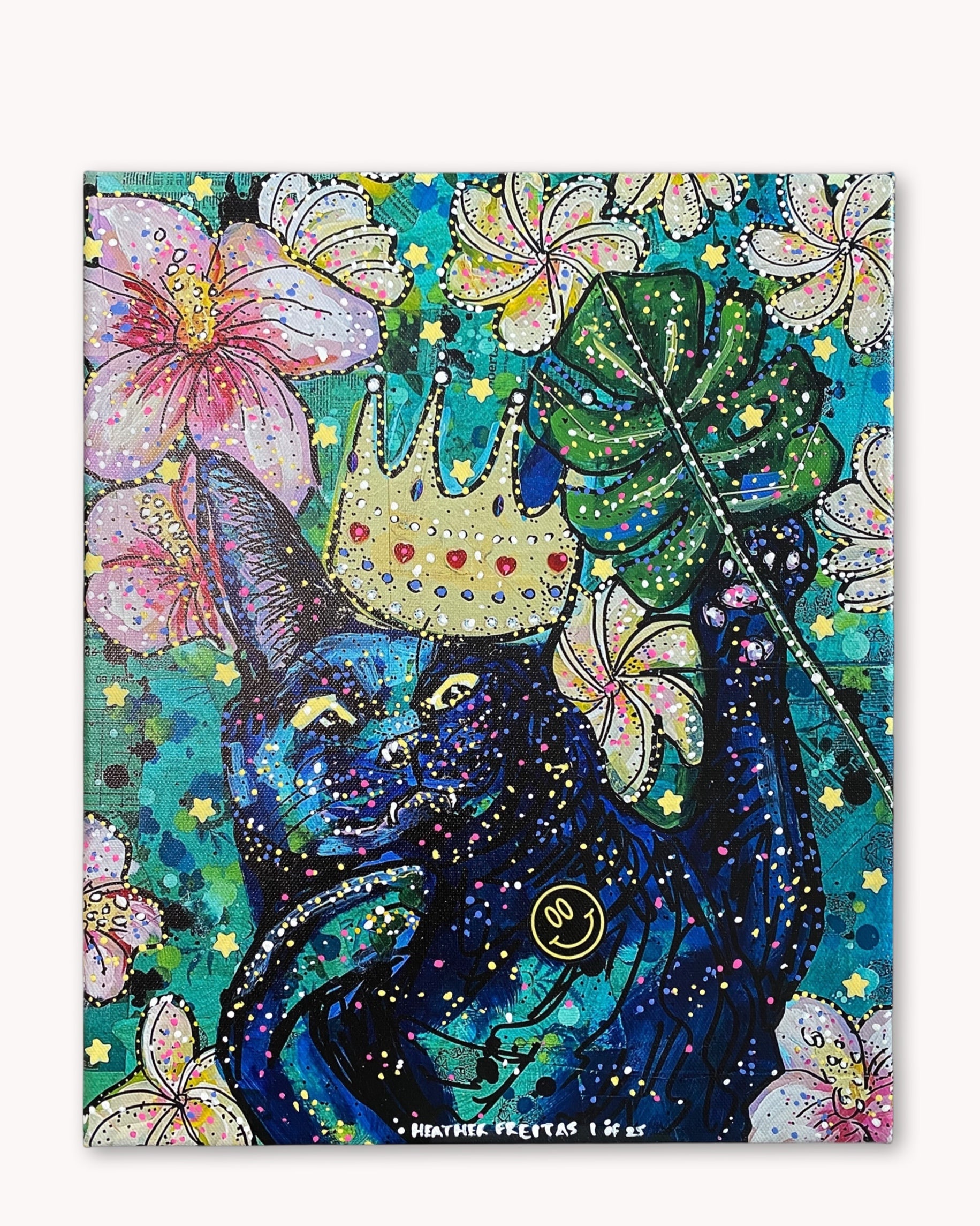 Flower Hand Embellished Canvas Print ( 1 Left )