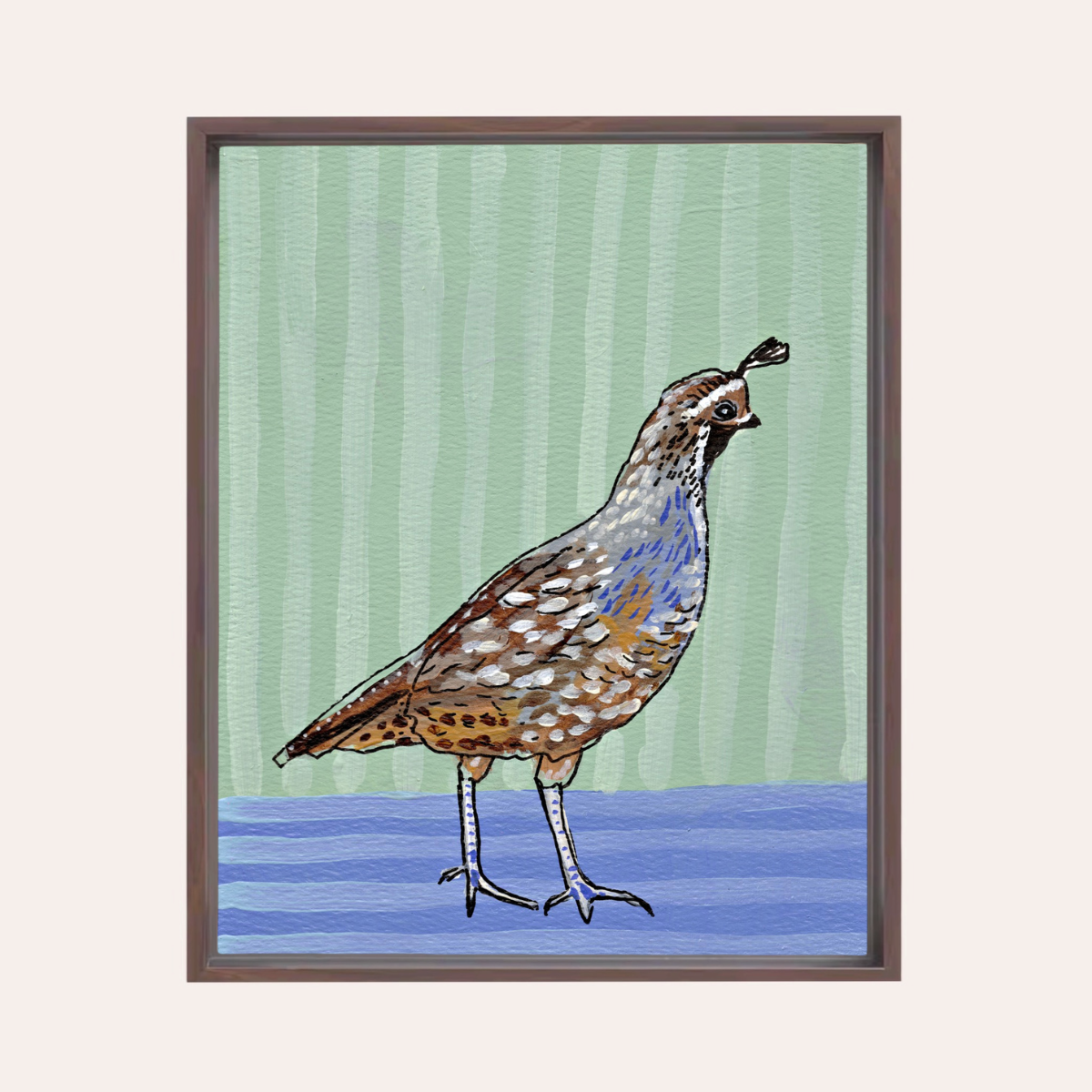 Quail Framed Fine Art Canvas Print