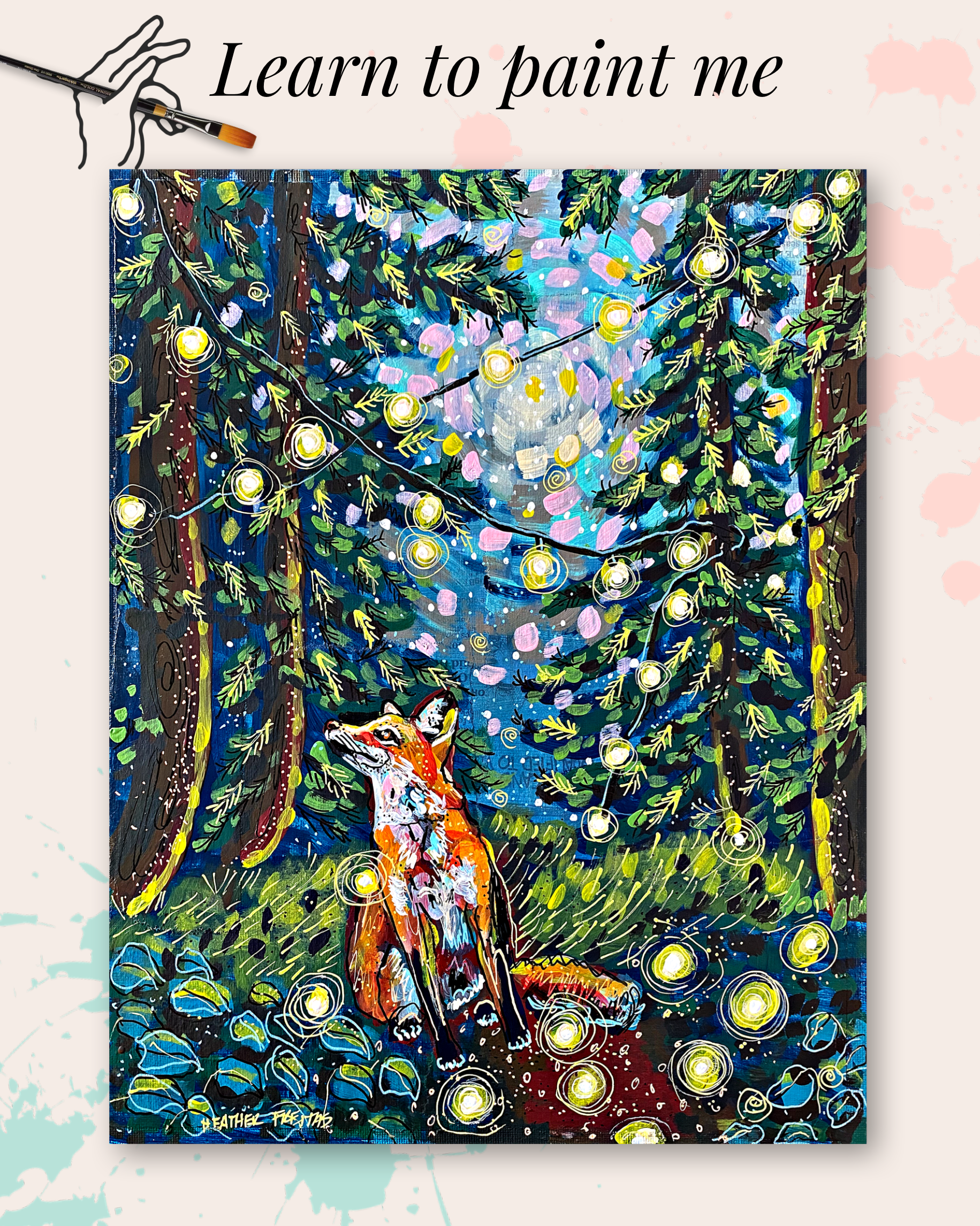 Paint Along Step by Step Painting Class - Moody Forest Fox ( On Demand )