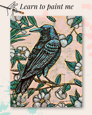 Learn To Paint Me - Vintage Floral Raven