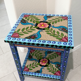 Evil Eye Peacock Hand Painter Accent Table