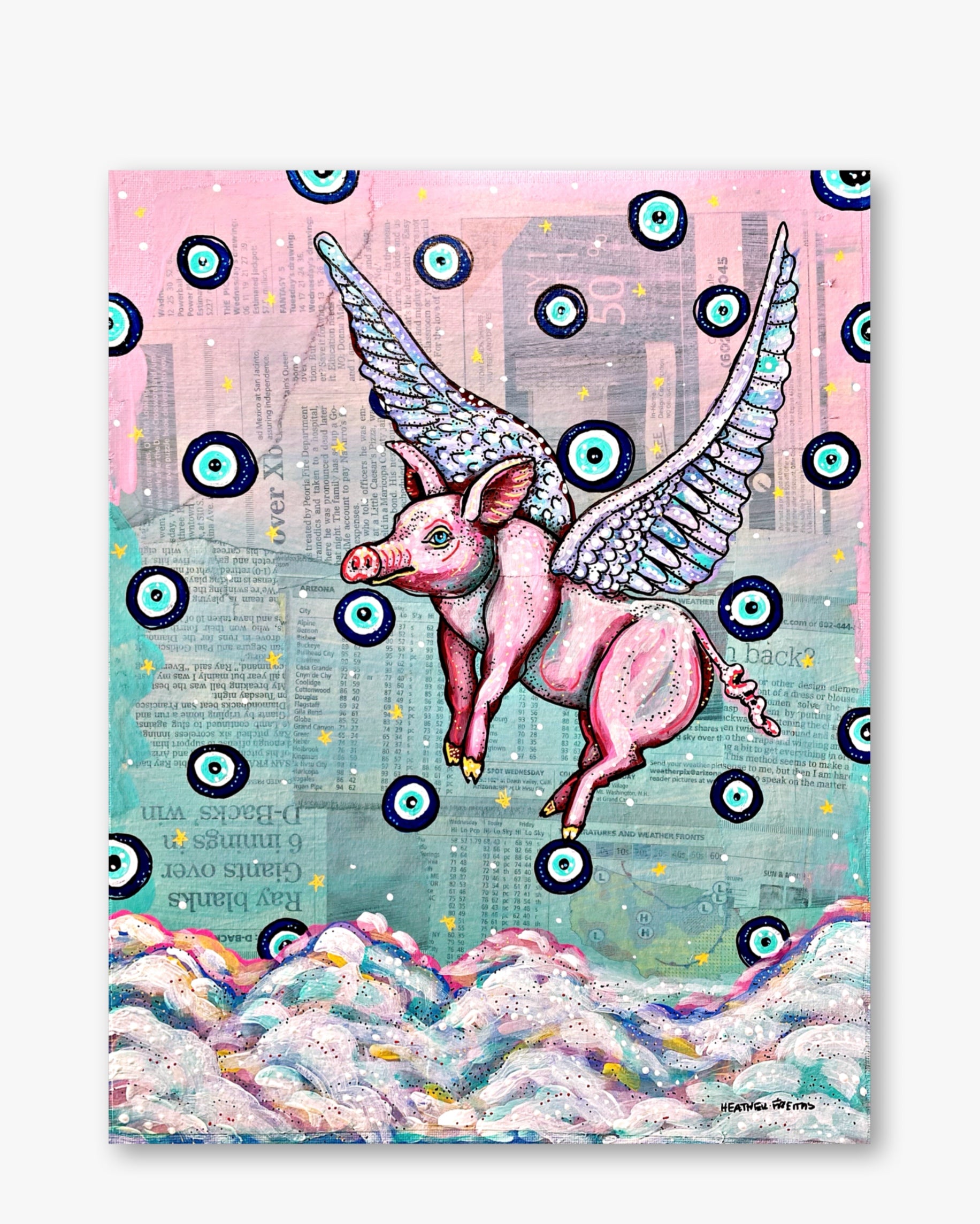 Twilight Evil Eye Flying Pig ( Original Painting )