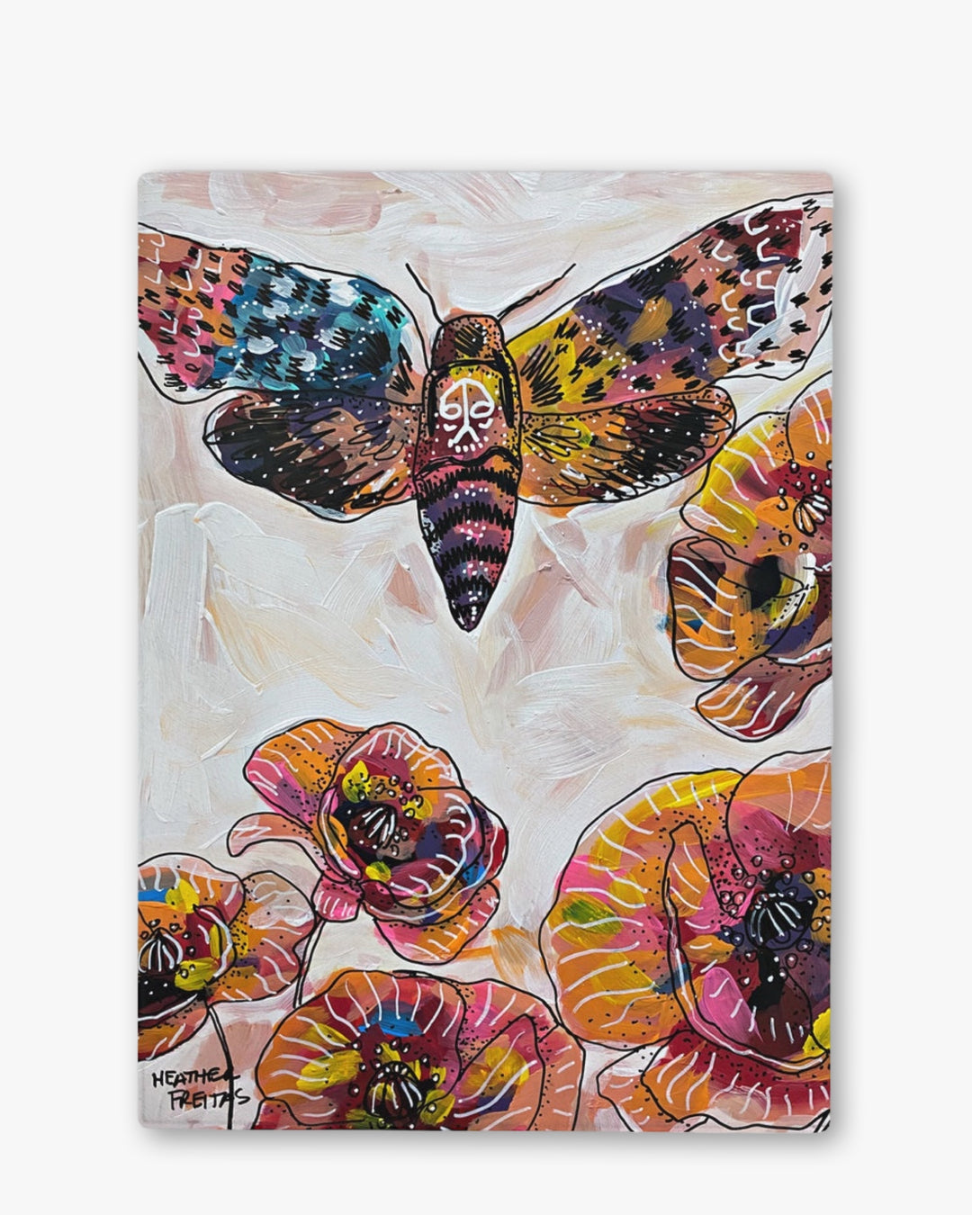 Death Moth Chinchilla Glass Chopping Board Trivet - Heather Freitas - fine art home deccor