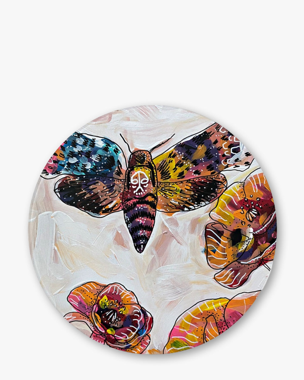 Death Moth Chinchilla Glass Chopping Board Trivet - Heather Freitas - fine art home deccor