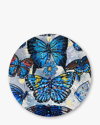 Butterfly Blue Chinchilla Glass Chopping Board Trivet - Heather Freitas - fine art home deccor
