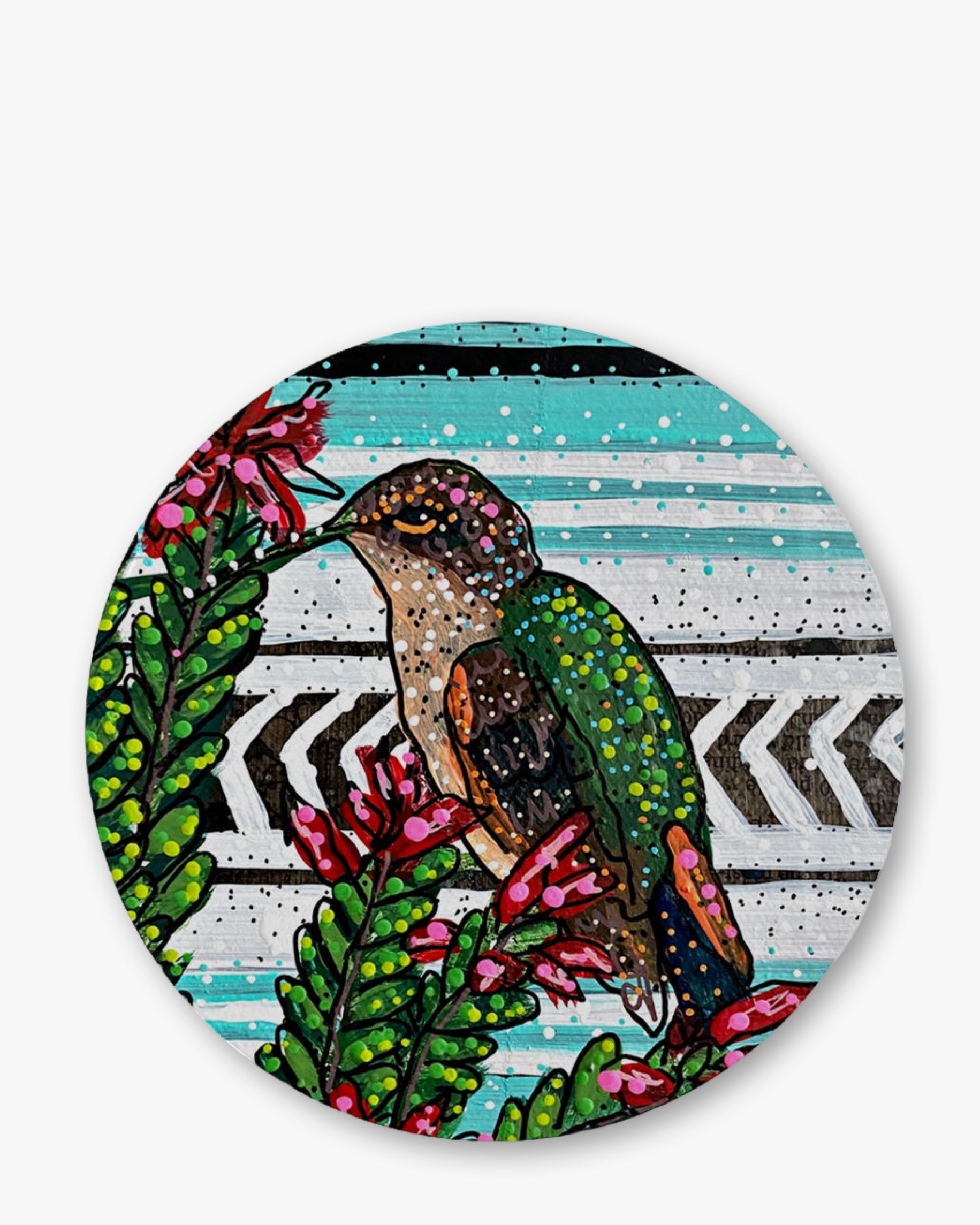 Ocotillo Hummingbird Chinchilla Glass Chopping Board Trivet