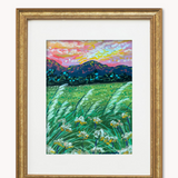 Pampas Grass & Milkweed ( Framed Original Oil Pastel Art )