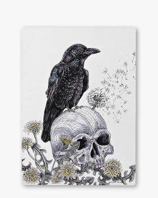 Raven Skull Chinchilla Glass Cutting Board / Trivet