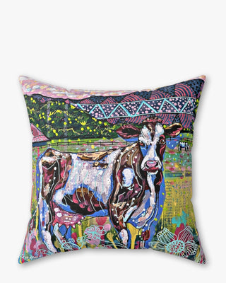 Cows On The Farm Faux Suede Pillow