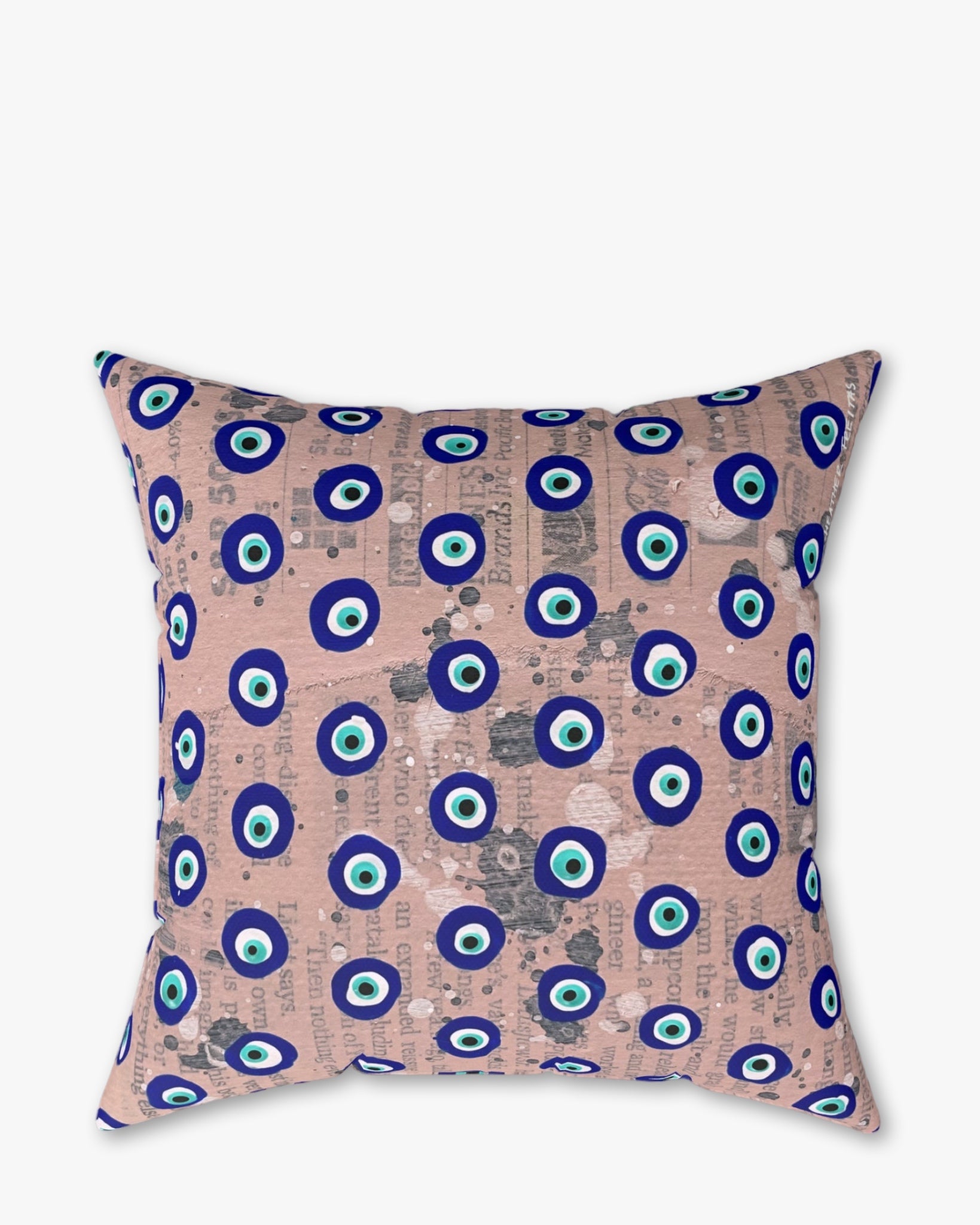 Pink Evil Eyes Faux Suede Pillow