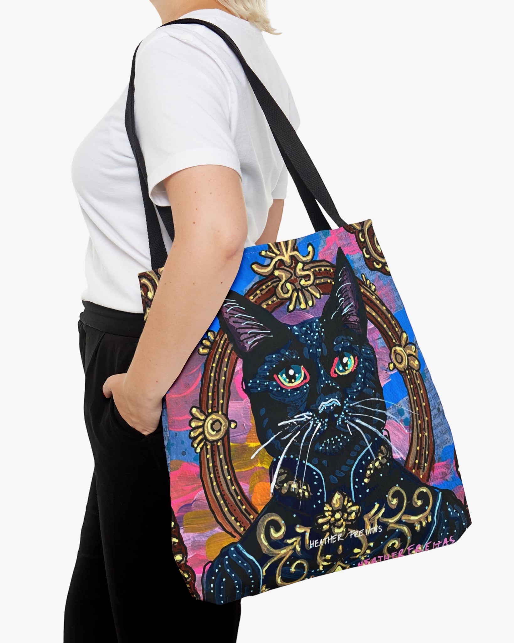 Royal Black Cat Tote Bag