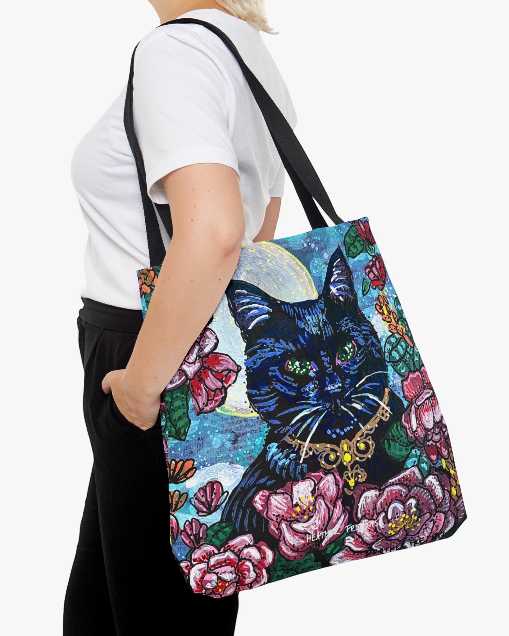 Royal Black Cat Bouquet Tote Bag
