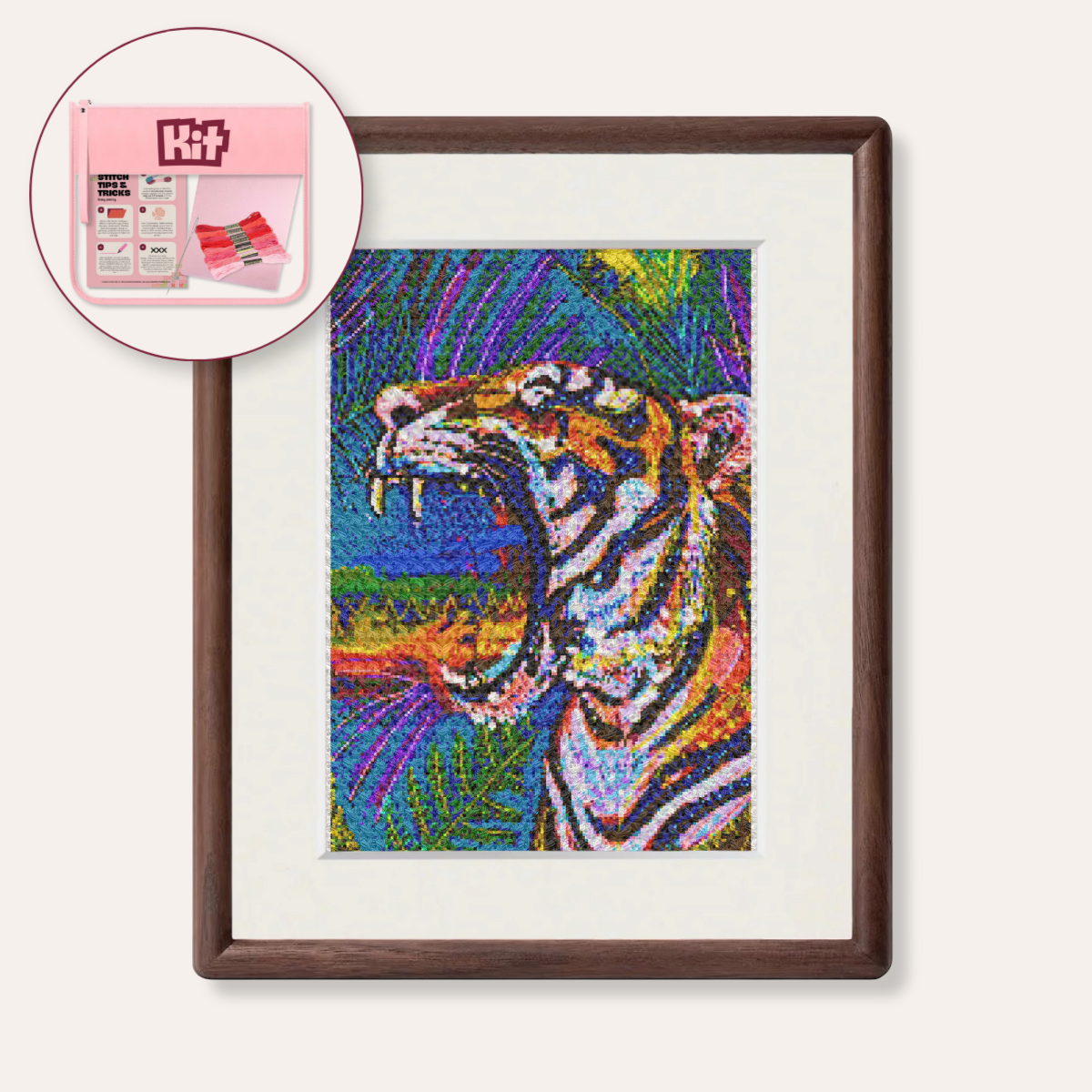 Rainbow Tiger Counted Cross Stitch Kit