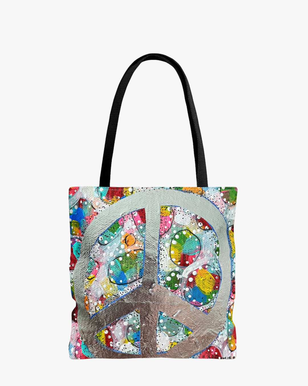Silver Glam Peace Sign Tote Bag