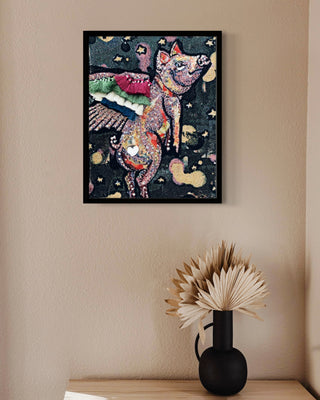 When Pigs Fly ( Fine Art Tapestry With Beaded Accent )