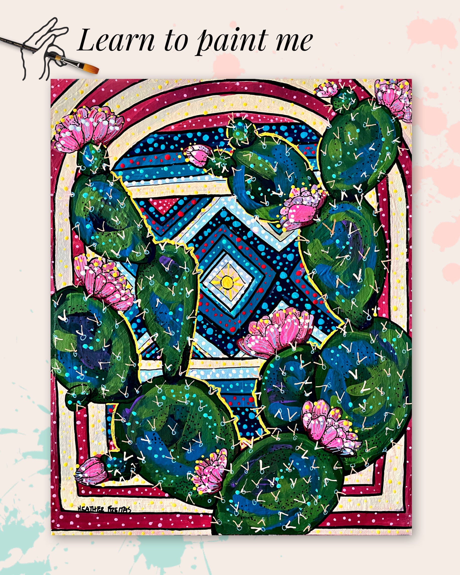 Paint Along Step by Step Painting Class - Prickly Pear ( On Demand )