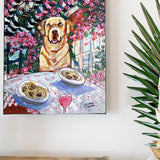 Yellow Labrador At Italian Restaurant ( Original Painting )