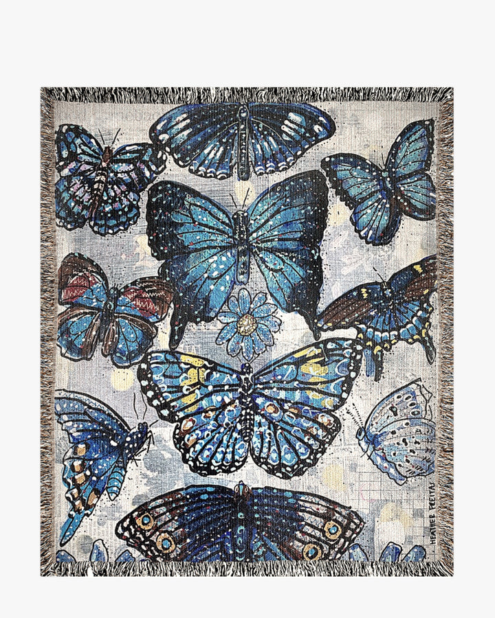 Butterfly Blue Woven Blanket