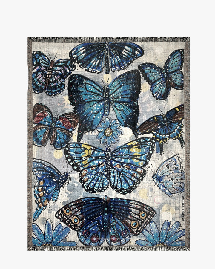 Butterfly Blue Woven Blanket