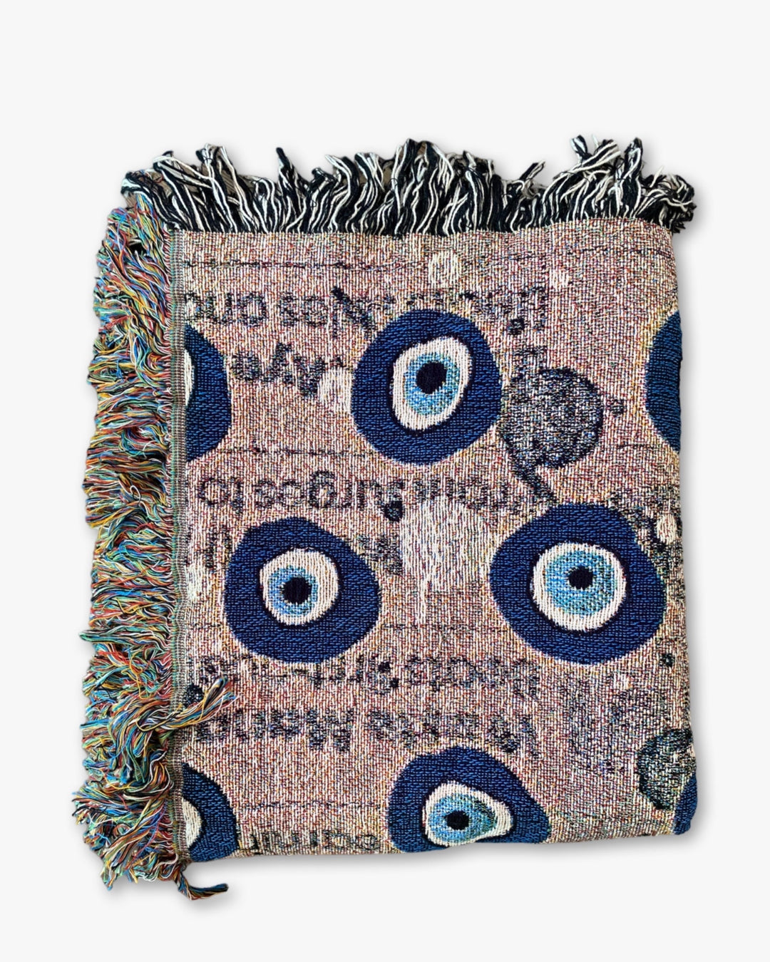 Dusty Pink Evil Eye Woven Blanket - Heather Freitas - fine art home deccor