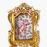 Vintage Floral Flying Pig ( Mini Original Painting )