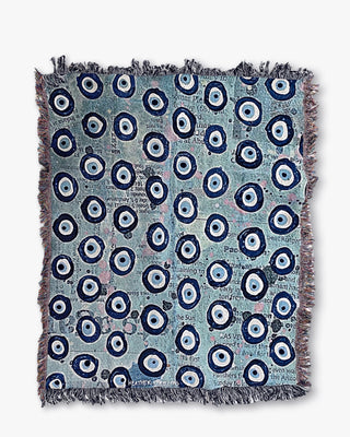 Evil Eye Blues Woven Blanket - Heather Freitas - fine art home deccor